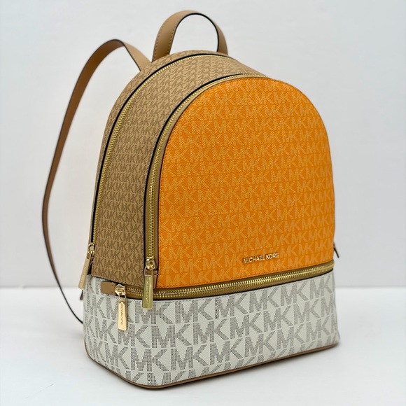 Michael Kors Rhea Medium Color-Block Signature Logo Backpack - Picture 9 of 14